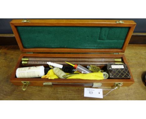Leather case containing various gun cleaning tools to include oils and brushes, etc (a lot) 