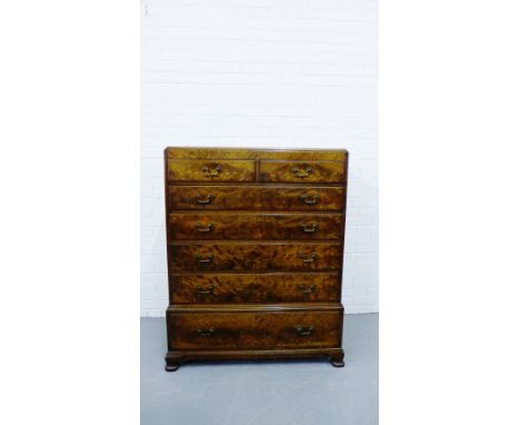 A Whytock and Reid mahogany chest, the rectangular moulded top over two short drawers and five graduated long drawers on ogee