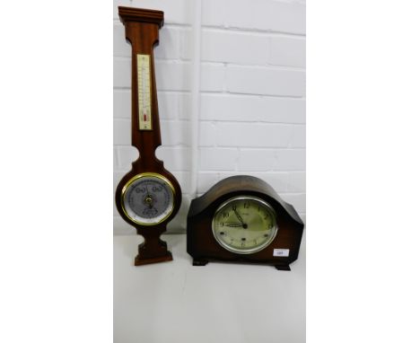 Bentina mantle clock and a contemporary barometer (2)