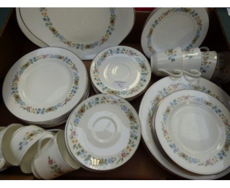 Royal Doulton 'Pastorale' part dessert set, including dessert plates, side plates, cups and saucers, cake plates, etc, approx