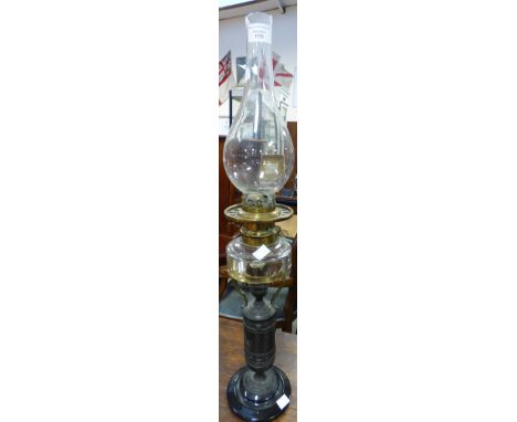 A mid Victorian Empire style metal oil lamp (complete) 