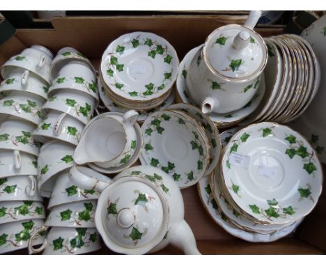 A Colclough part tea set, comprising cups, saucers, side plates, bowls, dessert plates, teapots, milk jug, sugar bowl, cake p