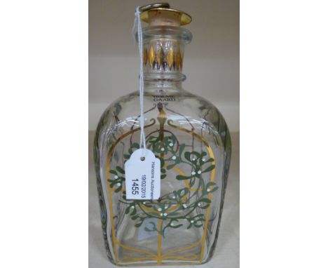 A Holmegard Christmas decanter, with hand painted mistletoe designs 