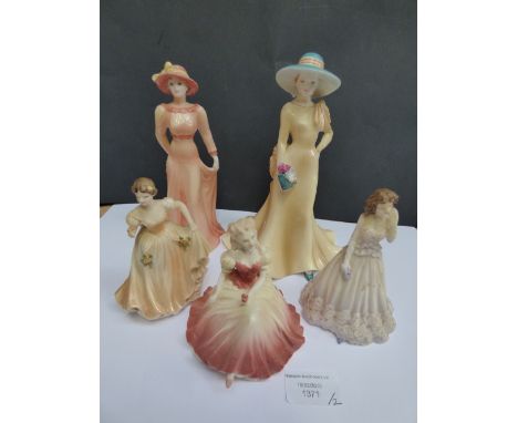 A box of Coalport ladies, including seconds; together with a small quantity of small character jugs; a Masons ironstone table