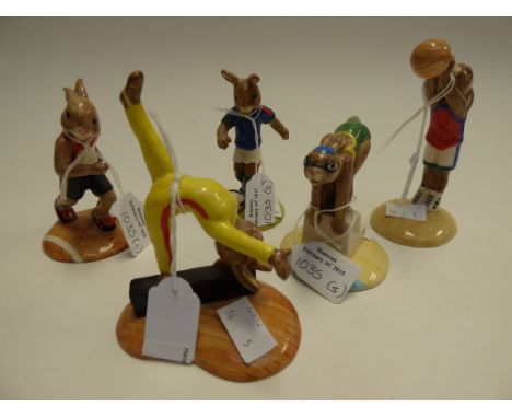 Royal Doulton Australia 1999 edition (limited) games collection - Bunnykins 'Basketball', 'Runner', 'Swimmer', 'Gymnast' and 