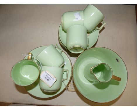 A Victorian pale green and gilt rimmed tea service by Brownfield 1878 (20) 