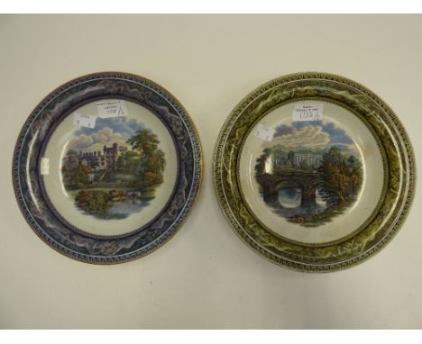 Derbyshire interest, two Prattware comports, one depicting Chatsworth (437), the other with an image of Haddon Hall (2)