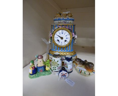 A Rococo style 19th Century French clock case - ceramic with damage workings replaced by battery (af) (a restoration piece) 