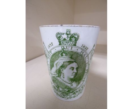 A Queen Victorian 60 years reign tumbler K and Co B (late Mayers' green transfer print 