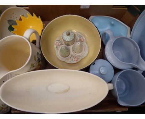 A collection of assorted 20th century ceramics, including Poole, Sylvac, Myott hand painted bowl, etc