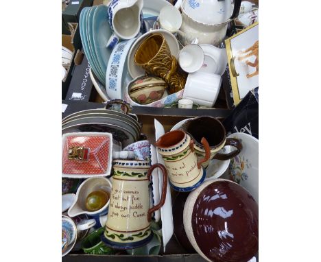 Two boxes of assorted ceramics, including Royal Worcester Royal commemorative, Aynsley, various cabinet plates, jardinieres, 