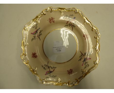 A Spode early 19th century Felspar Porcelain dessert plate, the sides decorated with birds on branches and foliage sprays, gi