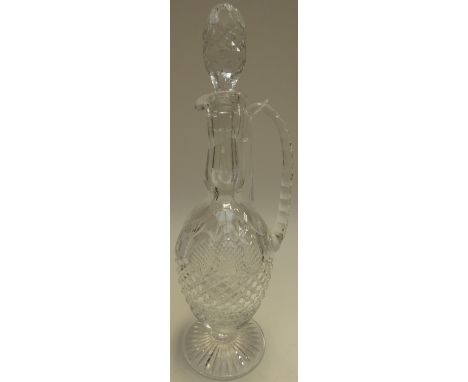 A modern clear cut glass decanter and stopper 