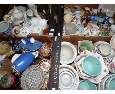 Four boxes of various ceramics, including vases, crested ware, trinket boxes, etc, (4)