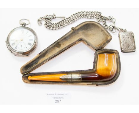 A Swiss silver gentlemen's pocket watch with subsidiary seconds dial, .935, the Midland Lever; together with silver vesta cas