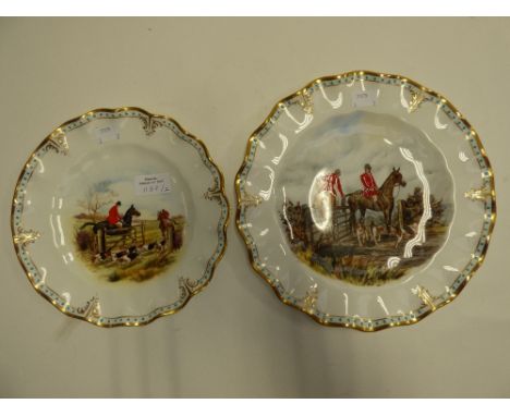 Two Royal Crown Derby hunting plates, signed Catherine Pell (2) 