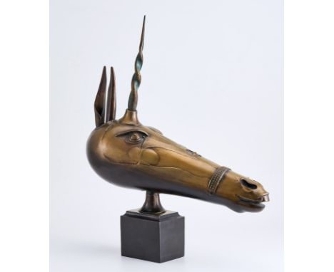 Bronze Paul Wunderlich(1927 Eberswalde - 2010 St. Pierre de Vassols) Einhorn, 1987. Expl. 120/ 150. Braun und grün patiniert.