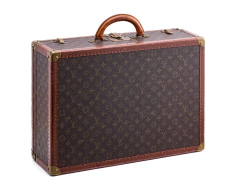 Reisekoffer"Alzer 55", Louis Vuitton um 1990. Monogram Canvas, Leder, Messing-Beschläge. Rechteckige Form m. gerundetem Griff