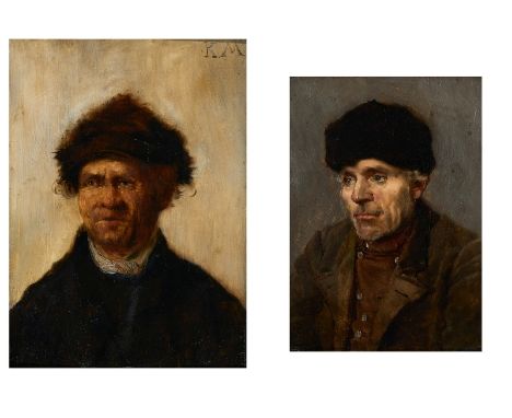 Paar GemäldeKonstantin Jegorowitsch Makowski 1839 Moskau - 1915 St. Petersburg "Portraits zweier Bauern" eines o. re. monogr.