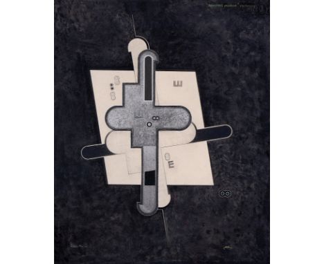 Kolorierte Zeichnung und CollageRobert Michel 1897 Vockenhausen - 1983 Titisee-Neustadt "RENDEVOUS rhomboid (1 te Fassung)" 1
