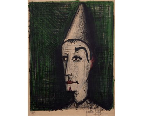 Lithographie Bernard Buffet1928 Paris - 1999 Salernes "Le Clown fond verte" 1960 u. re. sign. Bernard Buffet Exemplar 11/175,