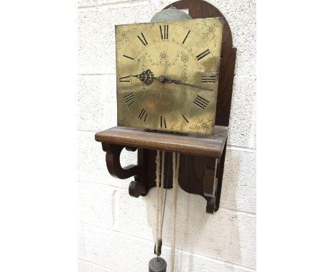 Thomas Worsfold, Dorking, an 18th century 30-hour rope-driven, bell-striking longcase clock movement with 25.5cm dial, weight