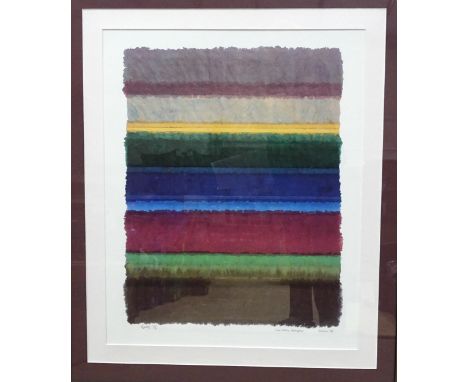 After John Eaves (b.1929), 'Two Yellow Horizons', coloured print, signed Eaves '06, titled Eaves '86, 72 x 58cm. 