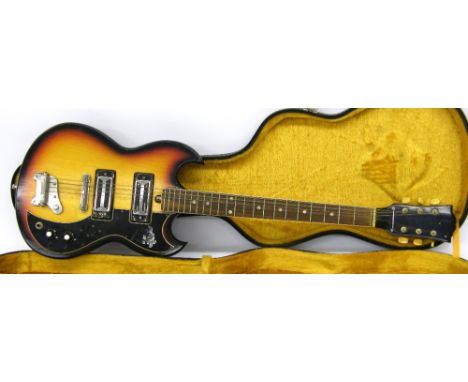 1960s Kay K-2T electric guitar, made in Japan, ser. no. 1xxx5, sunburst finish with minor surface wear, wear to frets, wear t