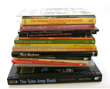 Eighteen guitar reference books including Aspen Pittman - The Tube Amp Book, Dave Hunter - Guitar Riggs Classic Guitar & Amp 