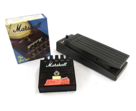 Boss FV-300H guitar/bass foot volume pedal; together with a vintage Marshall 'The Guv'nor' guitar pedal in need of attention,