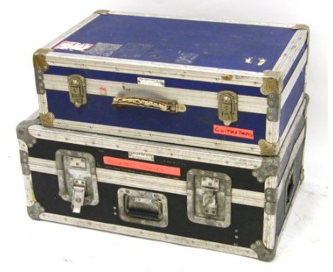 Large Packhorse trunk flight case, 12" high, 19" deep; together with a smaller Packhorse flight case, 28" wide, 9" high, 18.5