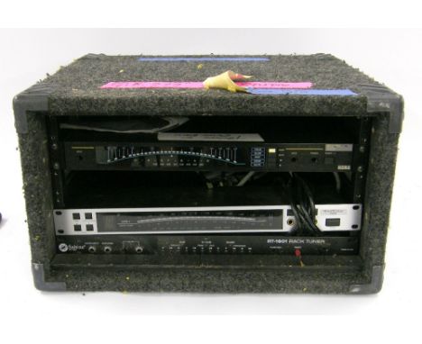 Korg DT-1 Pro rack tuner; together with a Korg Tone Works DTR-1 digital rack tuner and a Sabine RT-1601 rack tuner, all withi