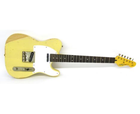 Vintage Icon Series V62 electric guitar, blonde relic finish, electrics in working order, condition: good