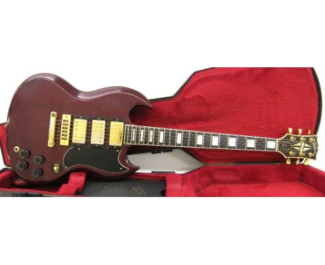 1978 Gibson SG Custom electric guitar, made in USA, ser. no. 7xxx8xx1, cherry red finish with various imperfections, two empt