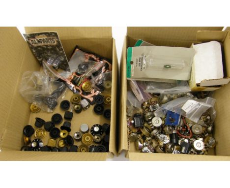 Quantity of assorted guitar potentiometers including vintage examples, also an assortment of various control knobs and a smal