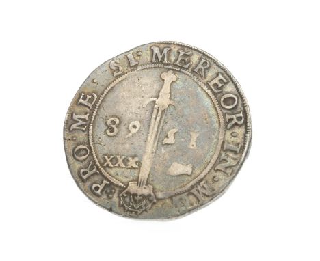 SCOTTISH SILVER RYAL DOLLAR DATED 1568, the obverse with crowned sword and 1568, with XXX to the right and a fist to the left