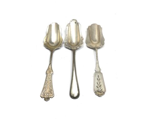 3 Antique dutch silver tea caddy spoons