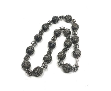 Vintage Sterling Silver Ornate ball Bead Necklace (135g)