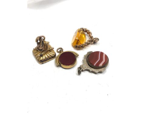 4 x rolled gold framed antique &amp; vintage fobs (31g)