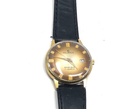 Vintage helbros invincible 17 jewel gents wristwatch the watch is ticking