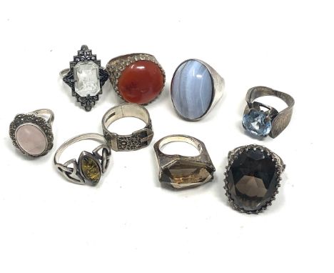 9 x vintage &amp; antique silver rings