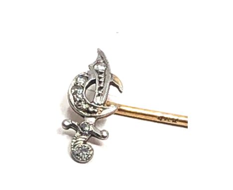 9ct gold diamond dagger tie pin (1.1g)