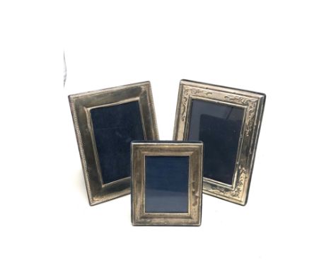 3 Vintage silver picture frames largest measures approx 18cm by 14cm
