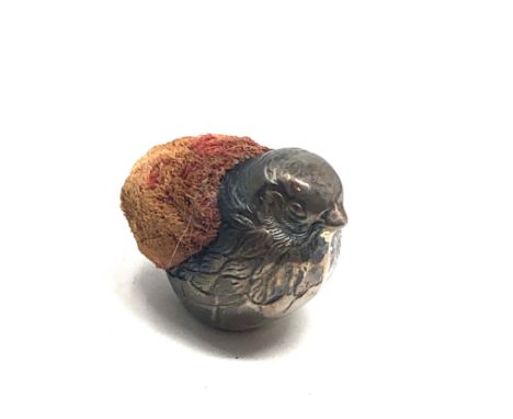 Vintage silver chick pin cushion 