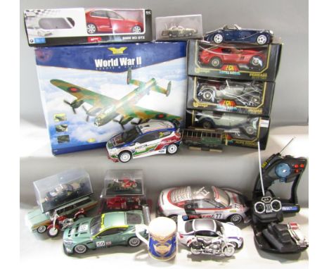 Large collection of model vehicles including boxed Burago Alfa Romeo 1932 Spider, Jaguar 1937 SS100, and Ferrari 1962 250GTO,