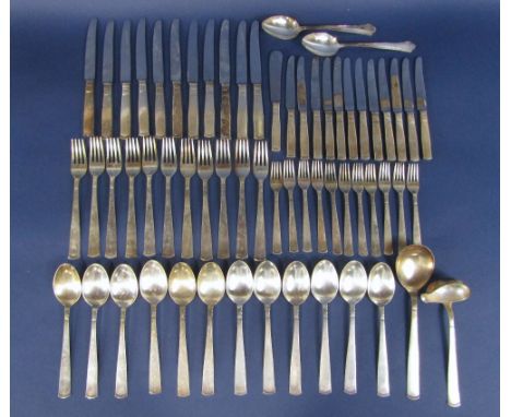 A collection of 1970s Swedish silver flatware comprising twelve dessert spoons, eleven dessert forks, eleven dessert knives, 