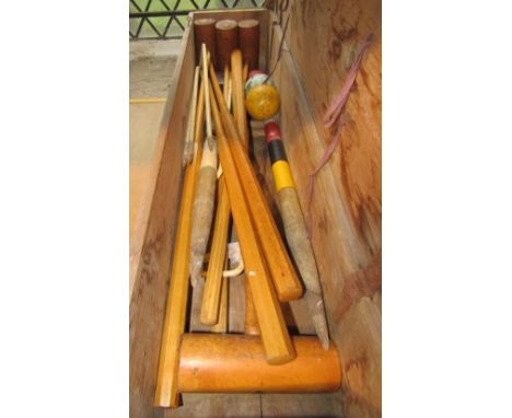 A vintage Jacques &amp; Son makers London croquet set housed within its original pine box