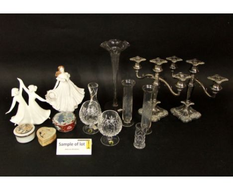 A mixed lot to include a boxed pair of Waterford crystal tumblers and other glassware, a Royal Worcester porcelain figure of 