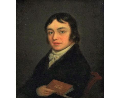 Attributed to William Shuter (British fl.1771-1798) - Portrait of Samuel Taylor Coleridge (1772-1834), half length, seated an