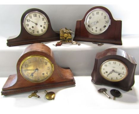 A collection of five vintage mantel clocks to include a twin train Smiths Enfield Bakelite example, together with a further m